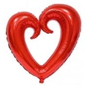 Kırmızı içi boş kalp kırmızı folyo balon 80 cm