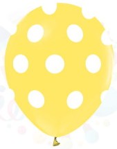 Sarı zemine beyaz Puantiyeli baskılı 12 inc balon
