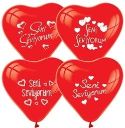 Seni seviyorum yazılı kalp lateks kırmızı balon