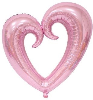 Toz pembe içi boş kalp folyo balon 80 cm