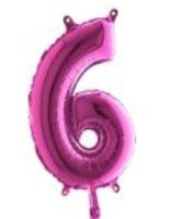 Altı rakam Numara Fuşya ruby folyo İthal kaliteli 14 inc 38 cm folyo balon