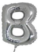 B harfi Gümüş Gri folyo balon süper kalite 14 inc 38 cm