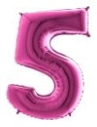 Beş Rakam Pembe Fuşya folyo rakam balon 40 inch 100 cm