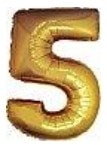 Beş Rakam Sarı Altın Gold folyo rakam balon 40 inch 100 cm
