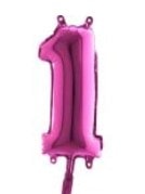 Bir rakam Numara Fuşya ruby folyo İthal kaliteli 14 inc 38 cm folyo balon