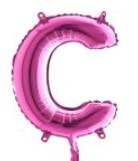 C harfi Fuşya Ruby folyo balon süper kalite 14 inc 38 cm