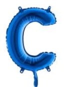 C harfi Mavi Folyo balon süper kalite 14 inc 38 cm