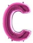 C harfi Pembe Fuşya folyo harf balon 40 inch 100 cm
