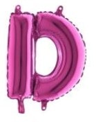 D harfi Fuşya Ruby folyo balon süper kalite 14 inc 38 cm