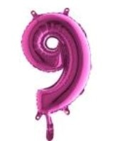 Dokuz rakam Numara Fuşya ruby folyo İthal kaliteli 14 inc 38 cm folyo balon