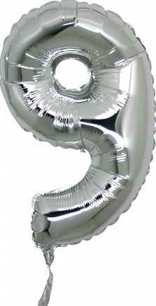 Dokuz rakam Numara gri gümüş folyo İthal kaliteli 14 inc 38 cm folyo balon