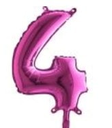 Dört rakam Numara Fuşya ruby folyo İthal kaliteli 14 inc 38 cm folyo balon