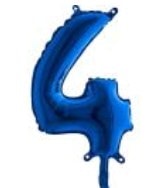 Dört rakam Numara Mavi folyo Balon İthal kaliteli 14 inc 38 cm folyo balon