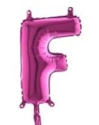 F harfi Fuşya Ruby folyo balon süper kalite 14 inc 38 cm