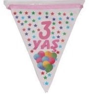3 yaş kız pembe flama parti malzemesi