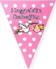 Hoşgeldin bebeğim flaması pembe kız bebek parti malzemesi