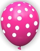 Fuşya zemine beyaz Puantiyeli baskılı 12 inc balon