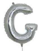 G harfi Gümüş Gri folyo balon süper kalite 14 inc 38 cm