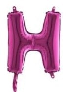 H harfi Fuşya Ruby folyo balon süper kalite 14 inc 38 cm