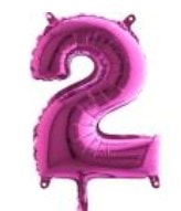 İki rakam Numara Fuşya ruby folyo İthal kaliteli 14 inc 38 cm folyo balon