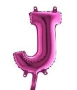 J harfi Fuşya Ruby folyo balon süper kalite 14 inc 38 cm