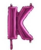 K harfi Fuşya Ruby folyo balon süper kalite 14 inc 38 cm