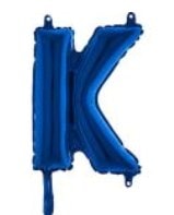 K harfi Mavi Folyo balon süper kalite 14 inc 38 cm