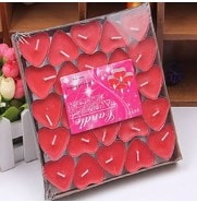 Kalp kırmızı tealight mum 50 adet