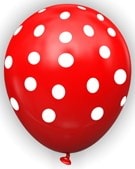 Kırmızı zemine beyaz Puantiyeli baskılı 12 inc balon