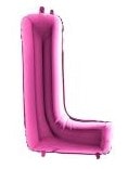 L harfi Pembe Fuşya folyo harf balon 40 inch 100 cm