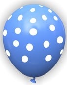 Mavi zemine beyaz Puantiyeli baskılı 12 inc balon