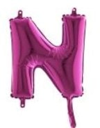 N harfi Fuşya Ruby folyo balon süper kalite 14 inc 38 cm