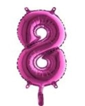 Sekiz rakam Numara Fuşya ruby folyo İthal kaliteli 14 inc 38 cm folyo balon