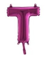 T harfi Fuşya Ruby folyo balon süper kalite 14 inc 38 cm