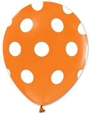 Turuncu zemine beyaz Puantiyeli baskılı 12 inc balon