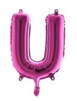 U harfi Fuşya Ruby folyo balon süper kalite 14 inc 38 cm