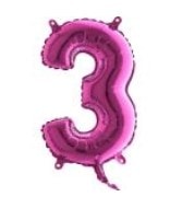Üç rakam Numara Fuşya ruby folyo İthal kaliteli 14 inc 38 cm folyo balon