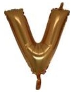 V harfi altın gold folyo balon süper kalite 14 inc 38 cm