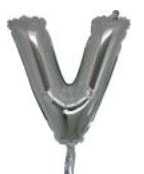 V harfi Gümüş Gri folyo balon süper kalite 14 inc 38 cm