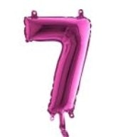 Yedi rakam Numara Fuşya ruby folyo İthal kaliteli 14 inc 38 cm folyo balon