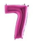 Yedi Rakam Pembe Fuşya folyo rakam balon 40 inch 100 cm